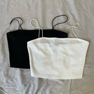 Black & white spaghetti strap tank tops